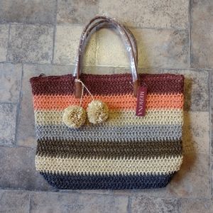 Woven striped boho tote bag BNWT